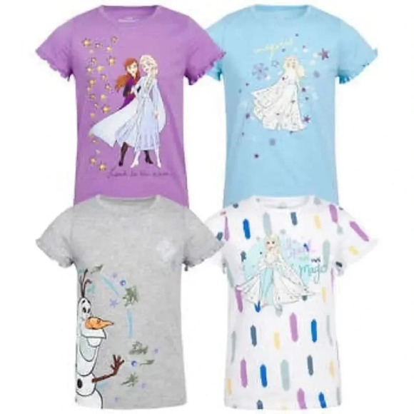 Frozen Kids' 4-pack Tee Elsa, Anna and Olaf Graphic Tee  Size 7 - Picture 1 of 5
